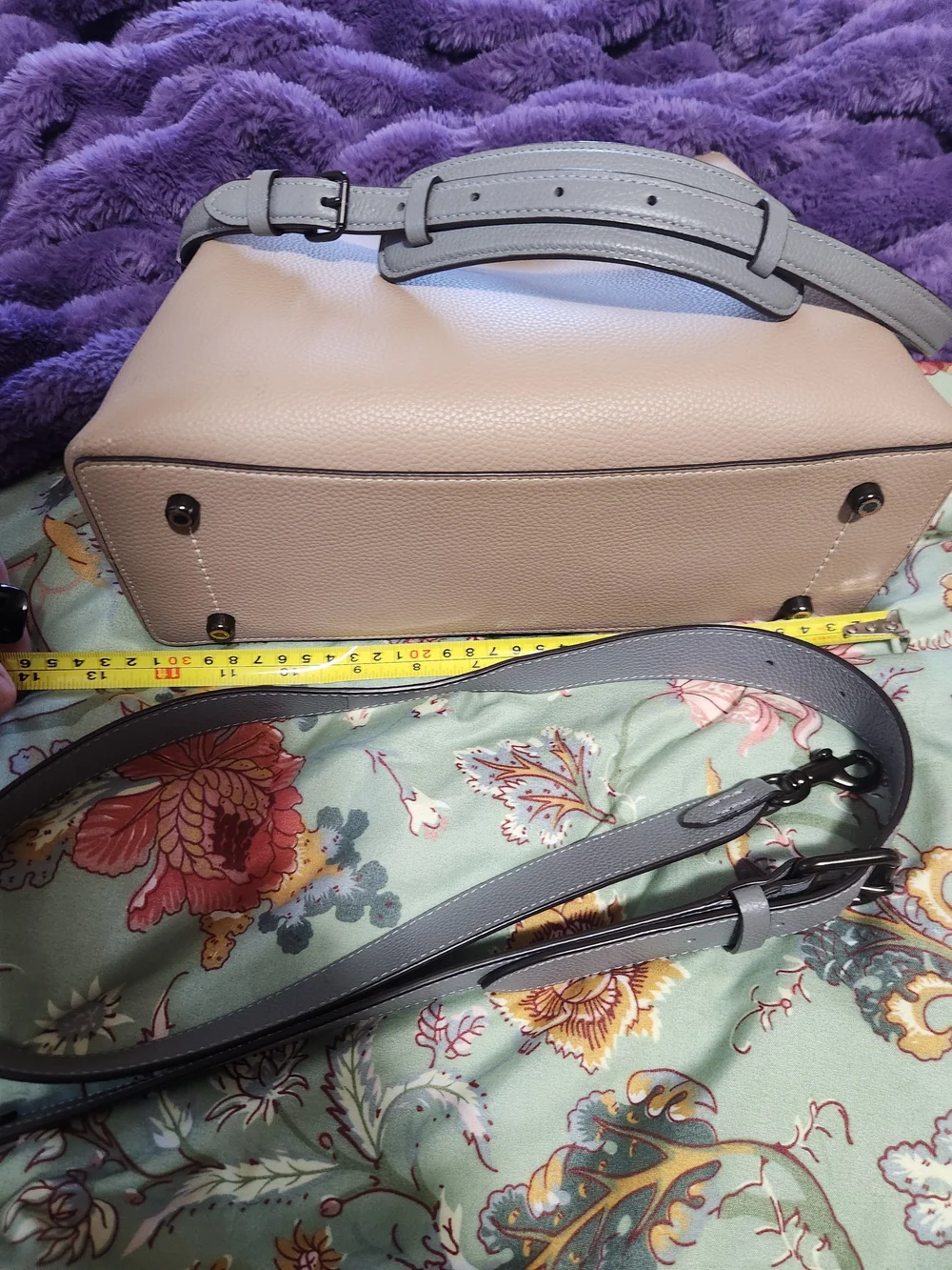 Coach Two-Tone Pebbled Leather Crossbody - Cream and Light Gray